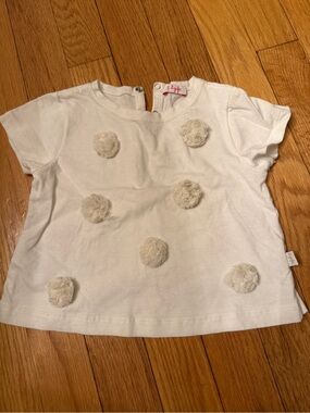 Il Gufo Cream and White Cotton Pom-Pom Tee